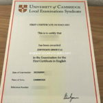 University of Cambridge First Certificate in English 証書